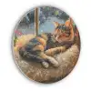 Kat - Kerst - Winter - Dier Akoestische PET Vilt - Rond klein -3d