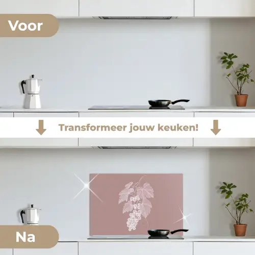 Tros - Druiven - Illustratie - Bladeren keuken achterwand spatscherm klein -voor_na_NL