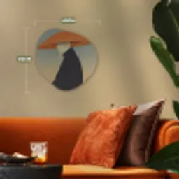 Minimalistisch - Silhouet - Oranje Wandcirkel Organisch Forex 3mm klein -sfeer3