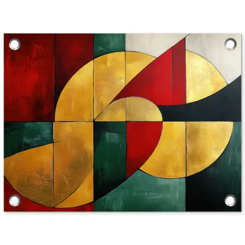 Abstract - Kerst - Goud - Rood - Groen tuinposter los doek klein -3d