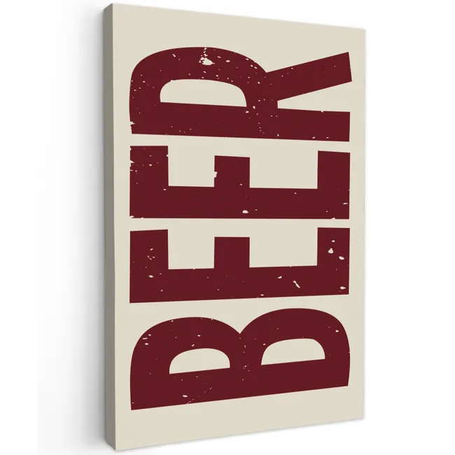 Japandi - Beer - Red - Retro Tuinposter op houten frame 2 cm dik klein -3d