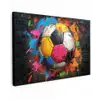 Kleurrijke Voetbal Tuinposter op houten frame 2 cm dik klein -3d
