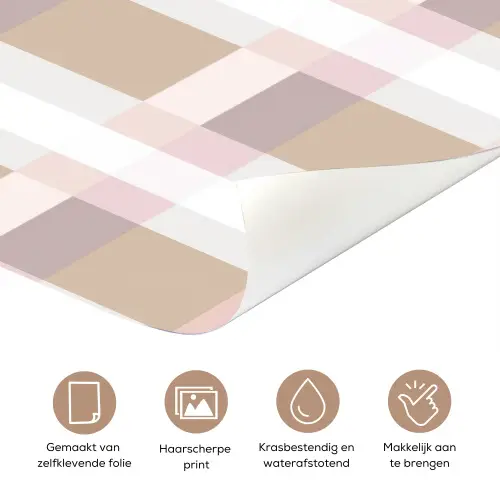 Ruitpatroon - Aardetinten - Minimalistisch deurposter klein 289 -closeup_NL