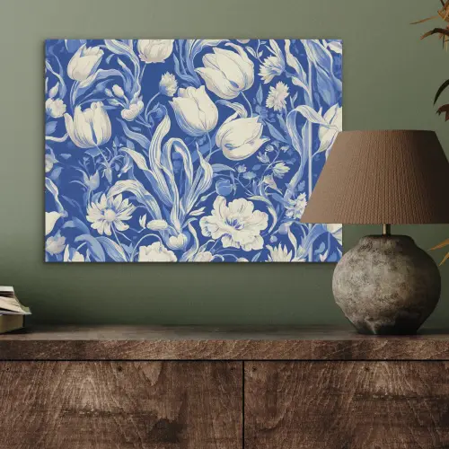 Bloemen - Delfts Blauw - Patroon - Tulp PET vilt klein -sfeer2