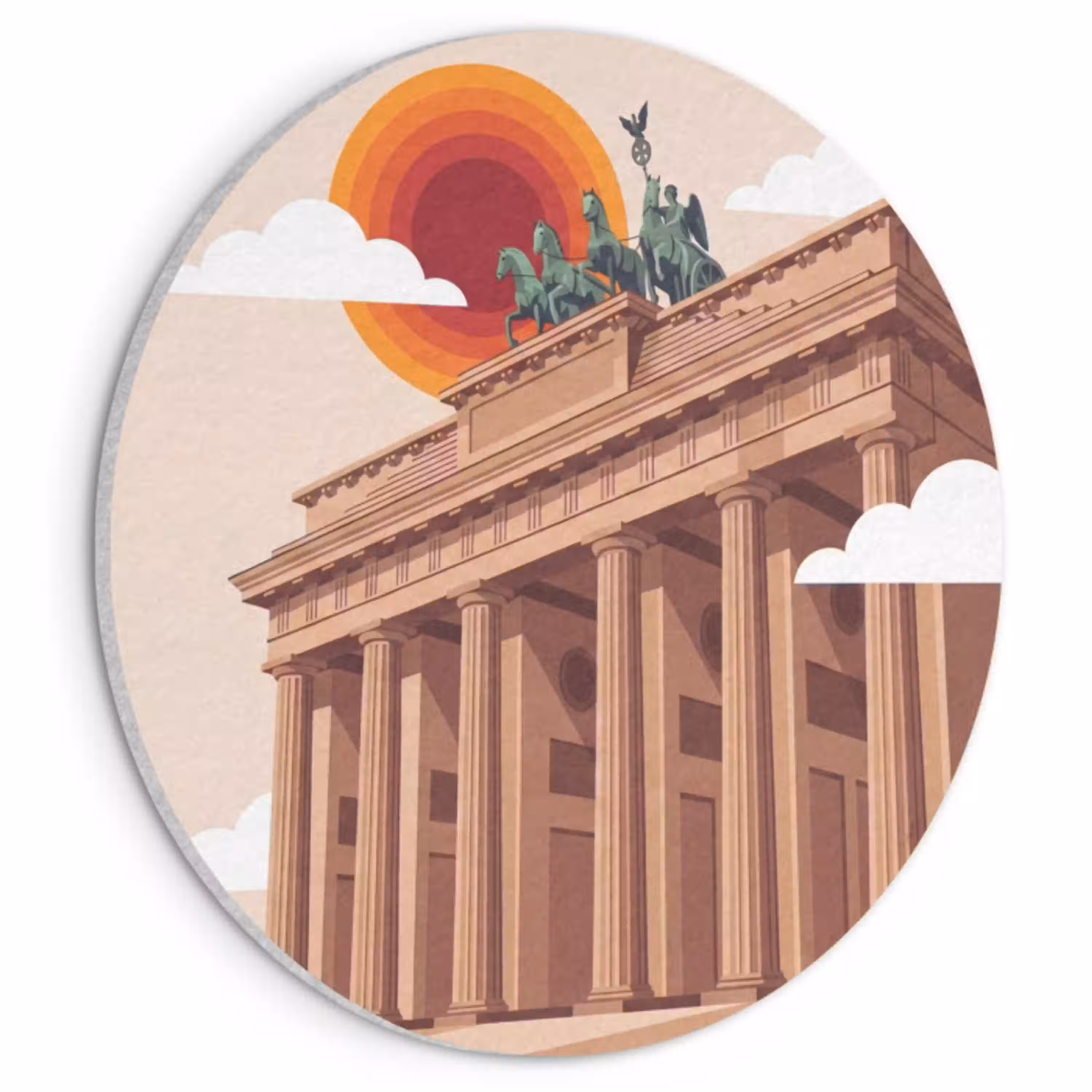 Architectuur - Brandenburg - Berlijn - Zonsondergang - Historisch Akoestische PET Vilt - Rond klein -3d