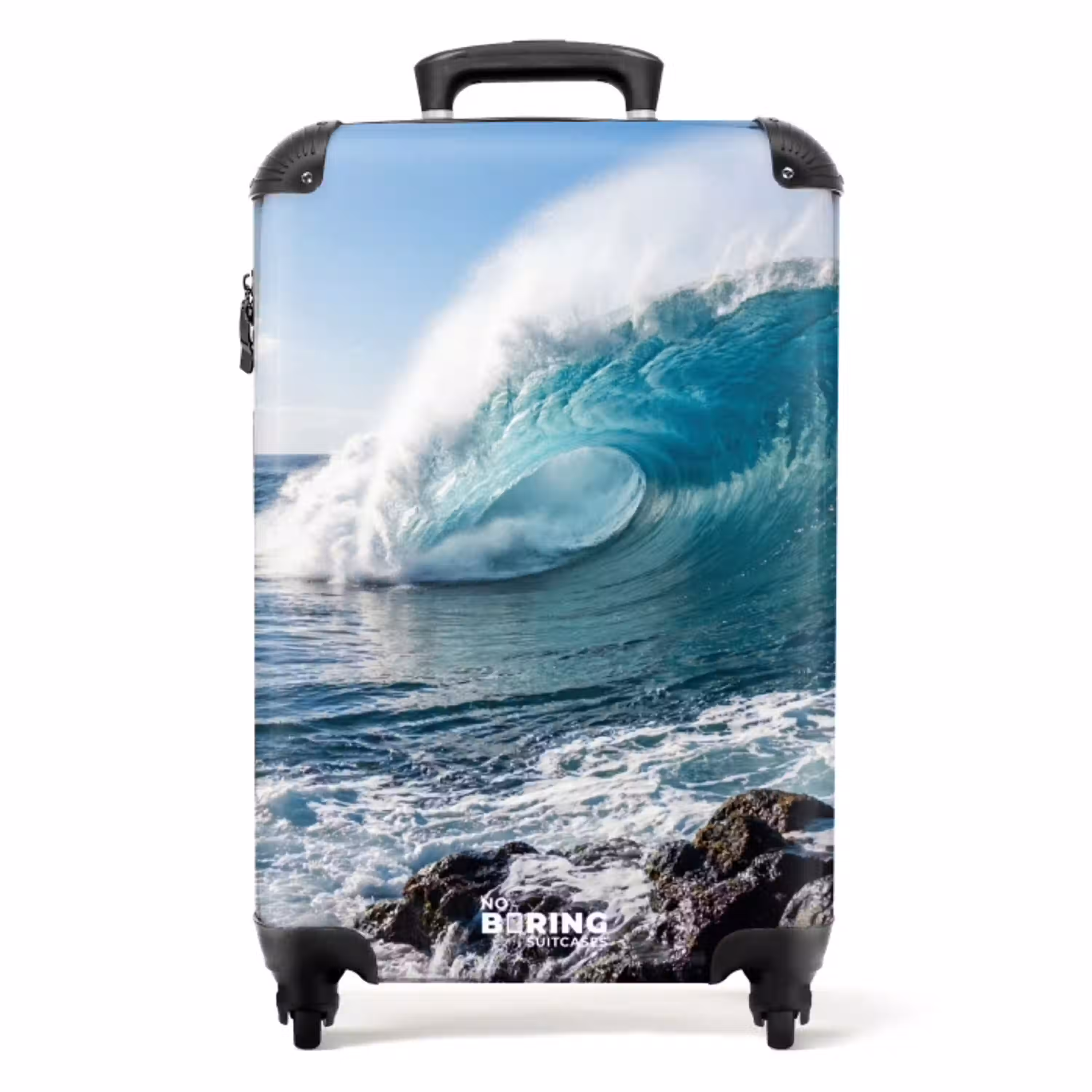 Golf - Oceaan - Brekend - Water - Blauw NBS - Handbagage koffer - Volwassenen Unisex middel -productfoto_recht