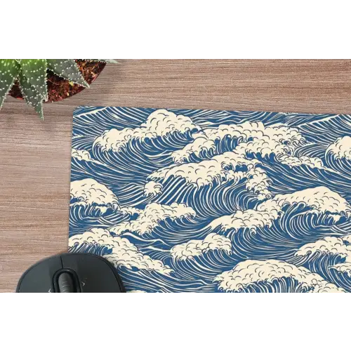 Golven - Klassiek - Blauw muismat rubber klein 262 -closeup