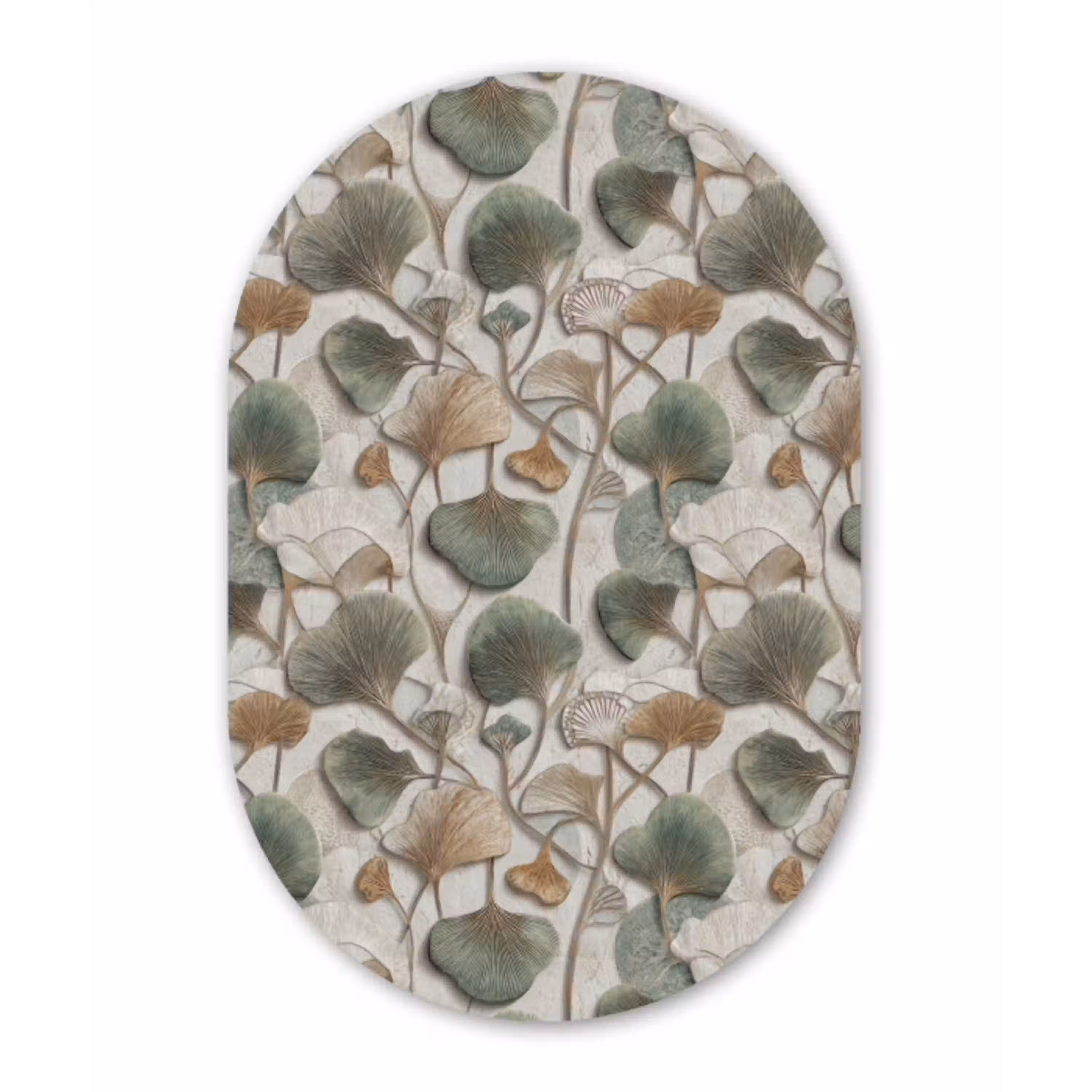 Elegant - Bladeren - Groen Wandcirkel Ovaal Aluminium middel 839 -3d