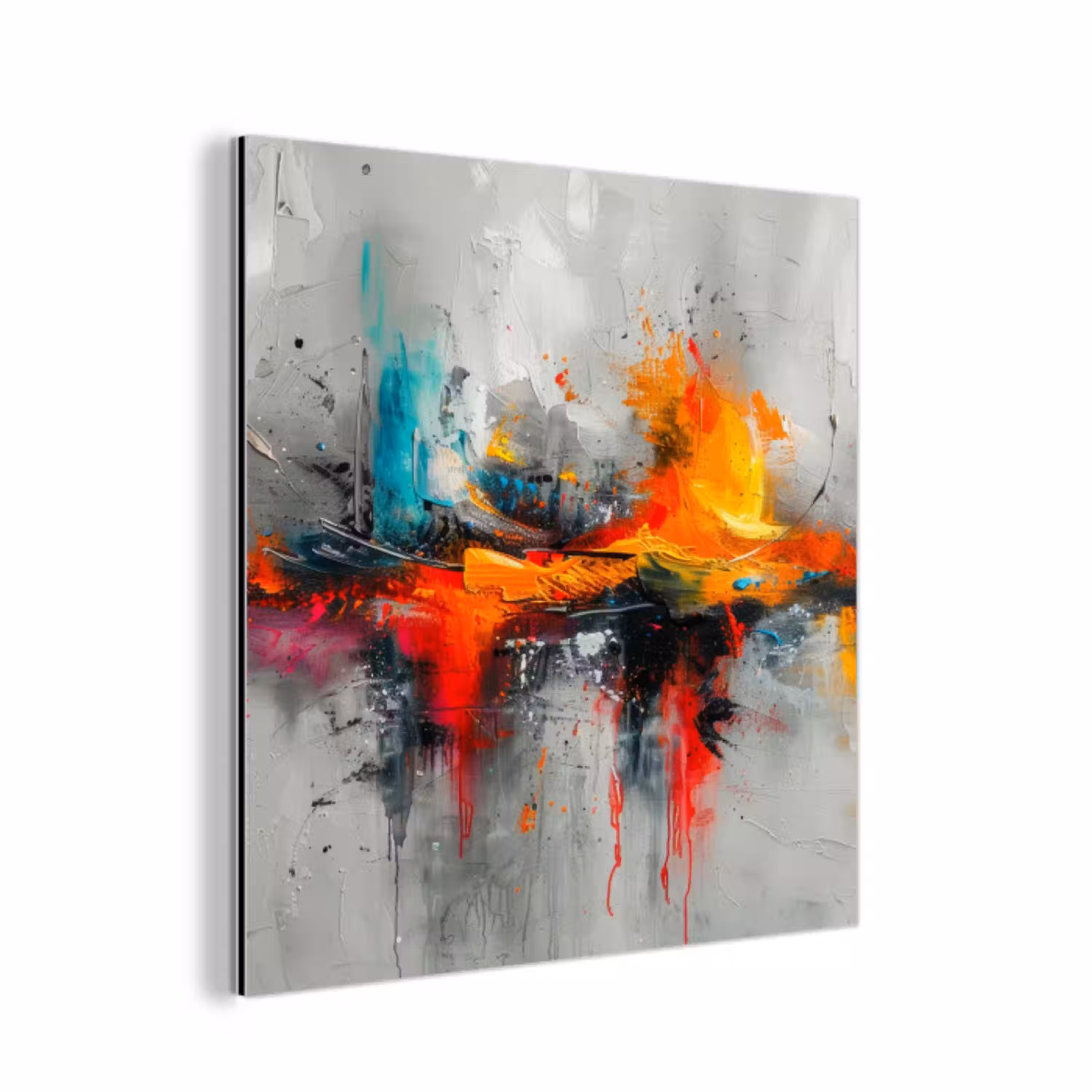 Modern - Oranje - Grijs - Kunst aluminium wit klein -3d