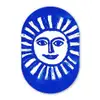 Zon - Gezicht - Penseelstructuur - Blauw Wandcirkel Ovaal Glas middel -3d