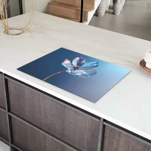 Blauw - Bloem - Glazen - Sierlijk Inductie beschermer vinyl 3mm klein -sfeer8