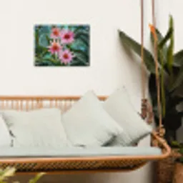 Bloemen - Roze - Glasmozaïek tuinposter los doek klein -sfeer7