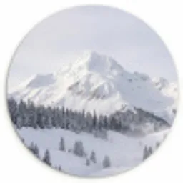 Berg - Sneeuw - Winter - Natuur - Wit Wandcirkel kunststof plaat 5mm dik klein -3d