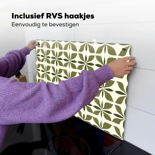 Botanisch - Retro - Groen Inductie beschemer met haakjes klein 777 -ky-ophangen-nl