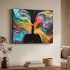 Kunst - Kleurrijk - Vrouw - Art - Abstract - Gezichten Textielframe - compleet frame klein -sfeer3