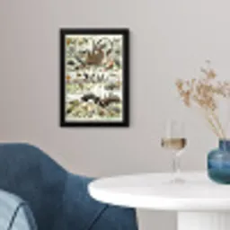 Vogel - Natuur - Dieren - Vintage - Kunstwerk fotolijst zwart zonder passe partout klein -sfeer4