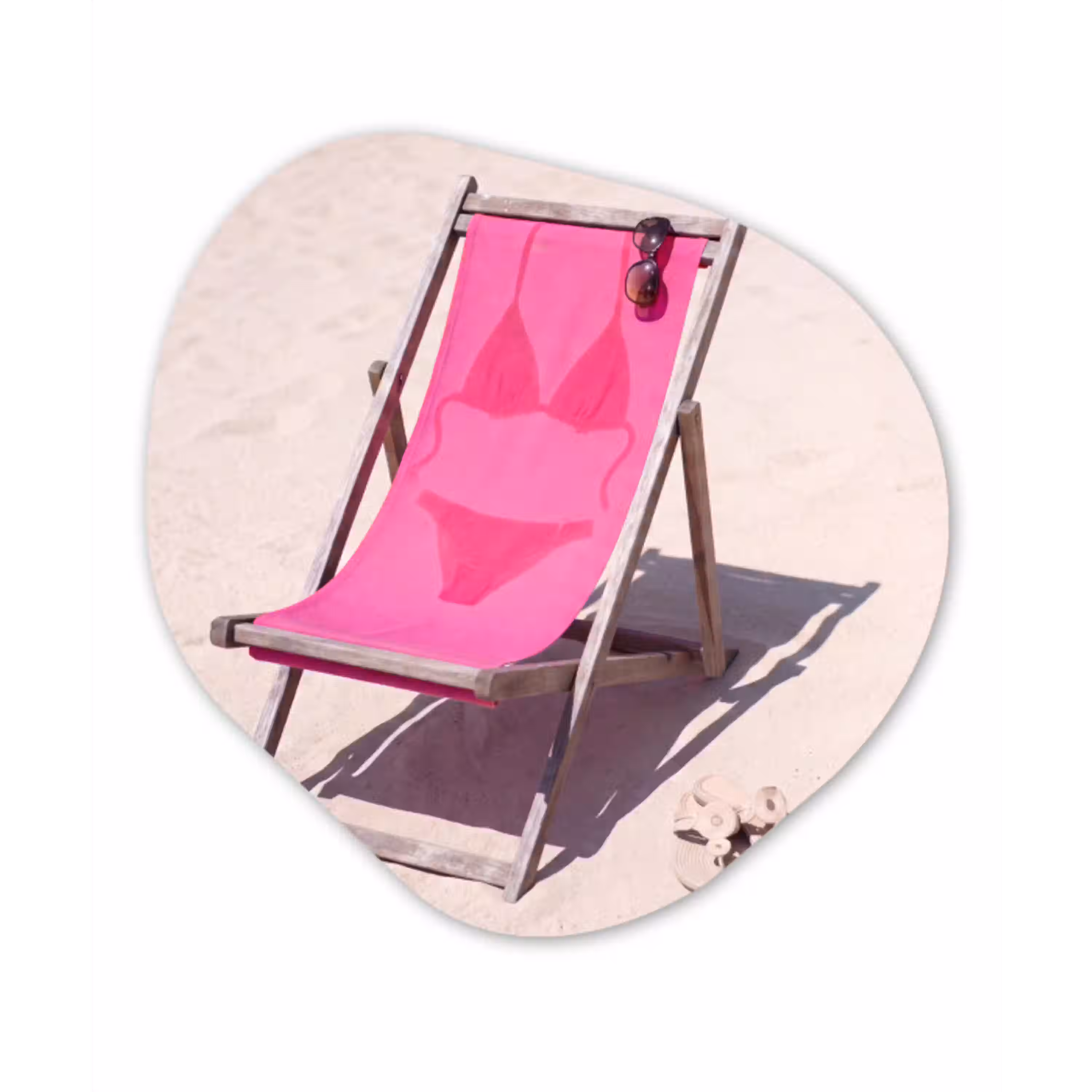 Strand - Ligstoel - Badkleding - Zomer - Roze Wandcirkel Organisch Aluminium middel -3d