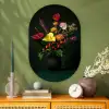Bloemen - Vaas - Zwart Wandcirkel Ovaal Glas middel -sfeer2