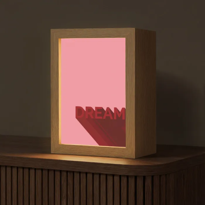 Dream - 3D - Rood - Roze Light Box met kabel (Tafellamp) klein -z3d_website