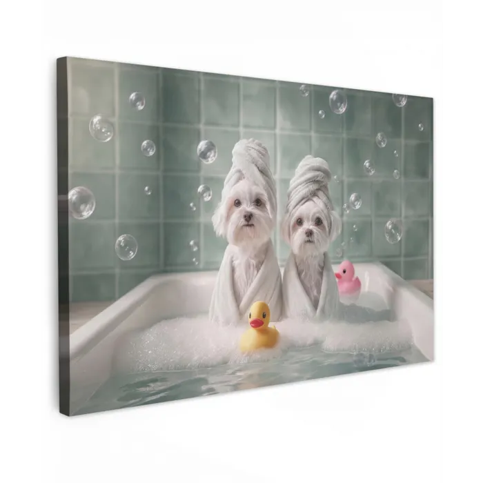 Hondjes - Badkuip - Badeendjes - Handdoeken canvas 2cm klein -z3d