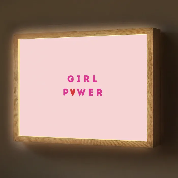 Girl power - Roze - Hartje Light Box met batterij (Wandlamp) middel -z3d_website