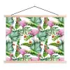 Bladeren - Flamingo - Bloemen - Jungle textielposter latten blank klein -3d