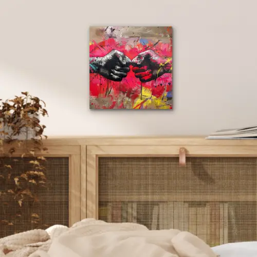 Street art - Handen - Graffiti - Kunst - Banksy aluminium wit klein -sfeer3