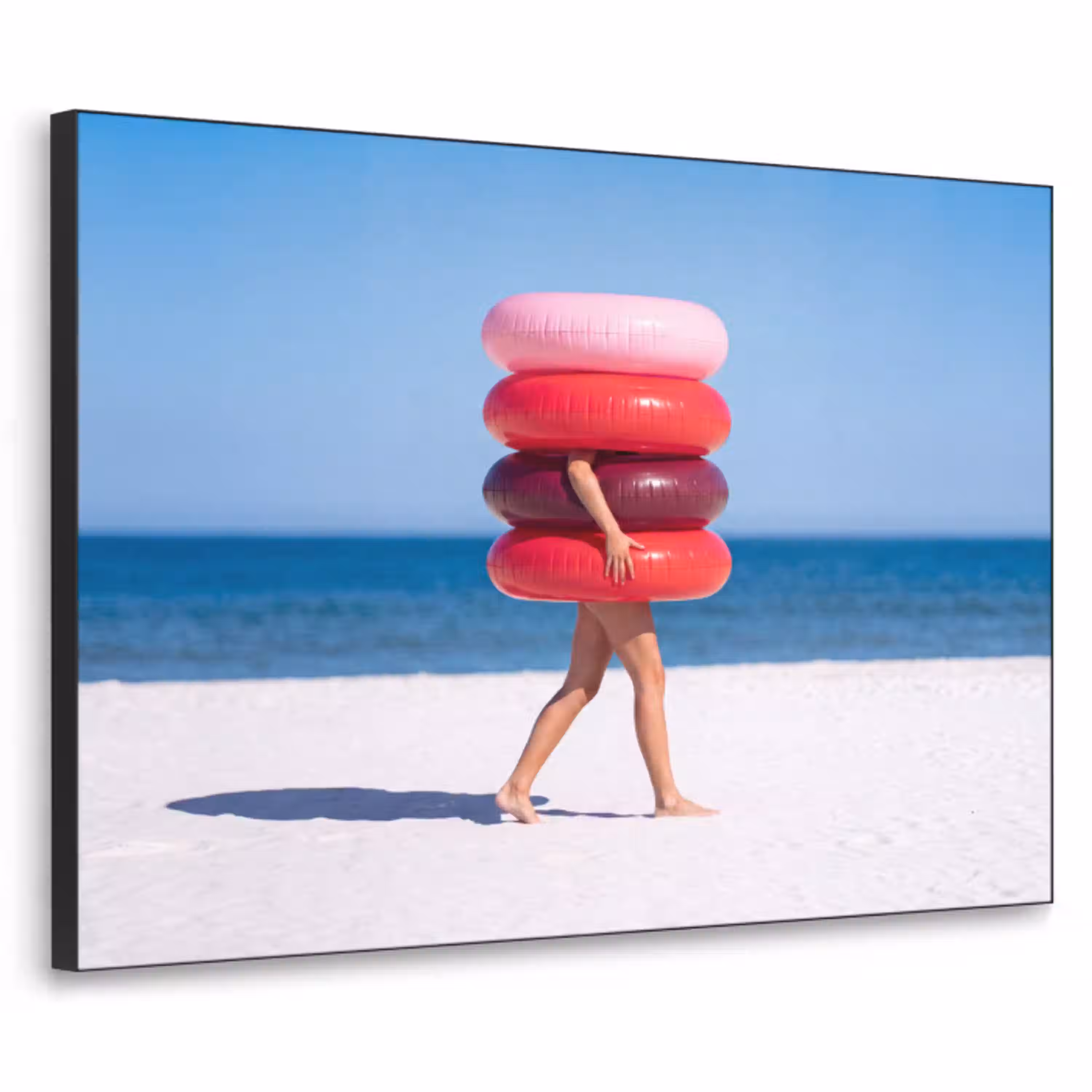 Mensen - Strand - Zomer - Recreatie - Kleurrijk Textielframe zwart klein -3d
