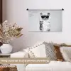Kat - Zonnebril - Wijnglas - Langharig Wandkleed katoen klein -sfeer1