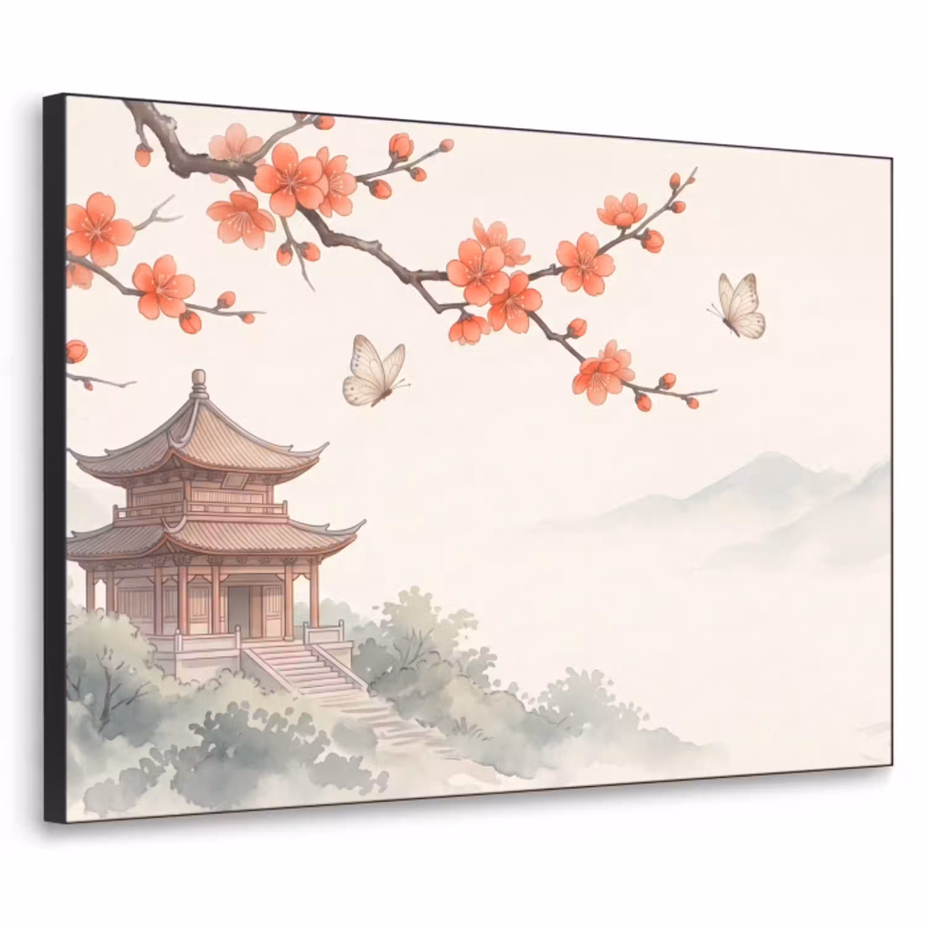 Kraanvogel - Azië - Klassiek Textielframe zwart klein -3d