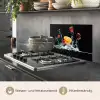 Water - Fruit - Sinaasappel - Aardbei - Kers - Zwart keuken achterwand spatscherm klein -usp_DE