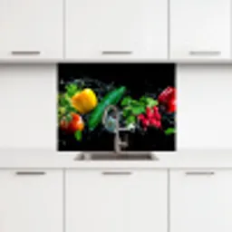 Groente - Splash - Zwart keuken achterwand 2 middel -3d