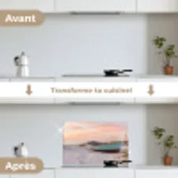 Rustiek - Roeiboot - Zandstrand keuken achterwand spatscherm klein -voor_na_FR