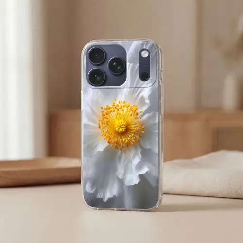 Wit - Bloem - Elegant Telefoonhoesje iPhone 17 Pro klein -sfeer2