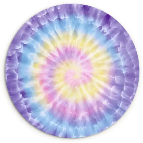 Spiraal - Tie dye - Pasteltinten Wandcirkel kunststof plaat 5mm dik klein -3d