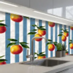 Strepen - Citroen - Blauw keuken achterwand 2 middel 871 -3d_schuin