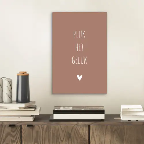 Spreuken - Pluk het geluk - Quotes aluminium wit klein -sfeer1