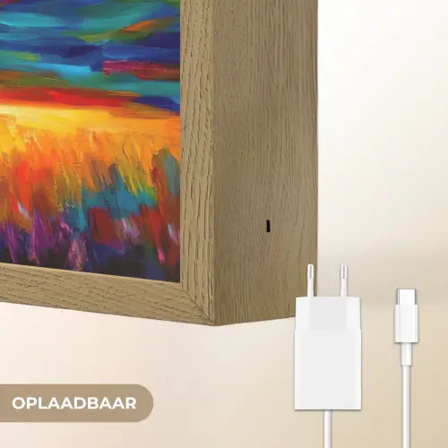Schotse hooglander - Kunst - Koe - Dieren - Landschap Light Box met batterij (Wandlamp) middel -USP_websiteoplaadbaarNL