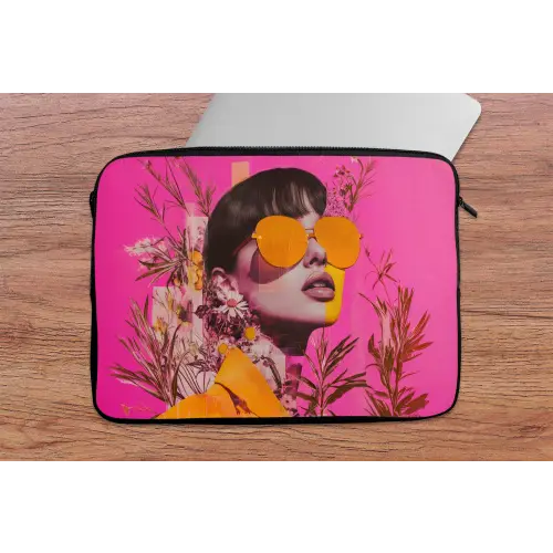 Zonnebril - Oranje - Vrouw - Planten laptophoes neopreen klein -tafel