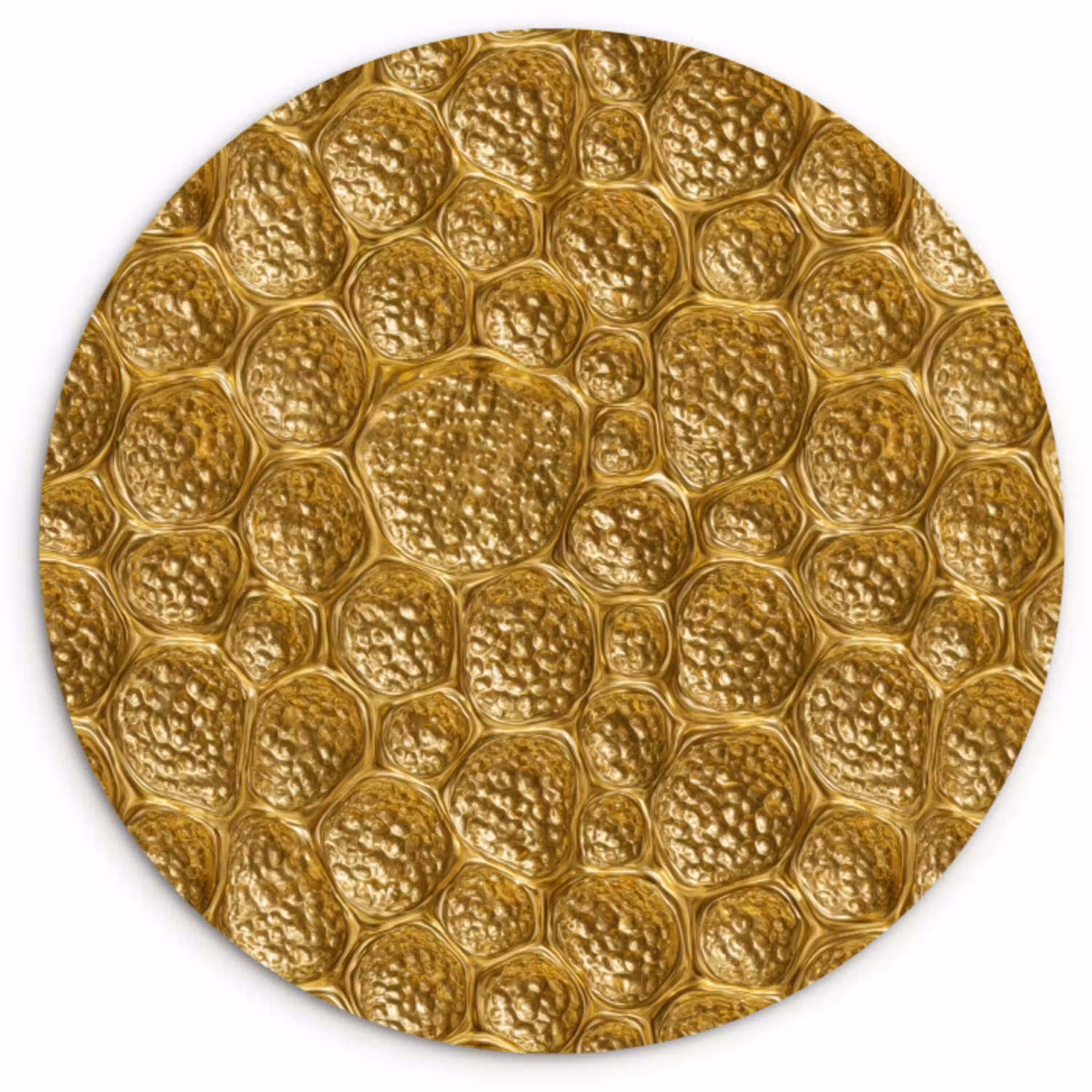 Gehamerd - Mozaïek - Antiek - Goud Wandcirkel kunststof plaat 5mm dik klein 188 -3d