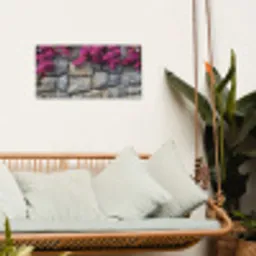 Bougainvillea - Stenen Muur - Roze tuinposter los doek klein -sfeer7
