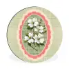 Bloemen - Illustratie - Geruit - Groen Wandcirkel aluminium klein -3d
