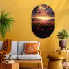 Landschap - Zonsondergang - Bloemenveld Wandcirkel Ovaal Glas middel -sfeer4