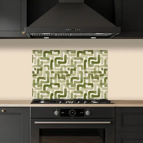 Modern - Grafisch - Groen keuken achterwand spatscherm klein 900 -sfeer1