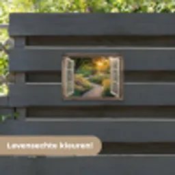 Doorkijk - Bloemen - Natuur - Zon - Pad tuinposter los doek klein -sfeer3