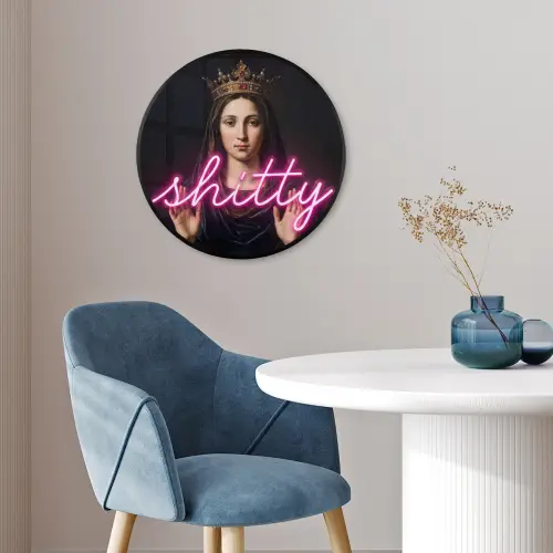 Ironisch - Tekst - Neon Fotolijst rond zonder passe partout klein -sfeer2