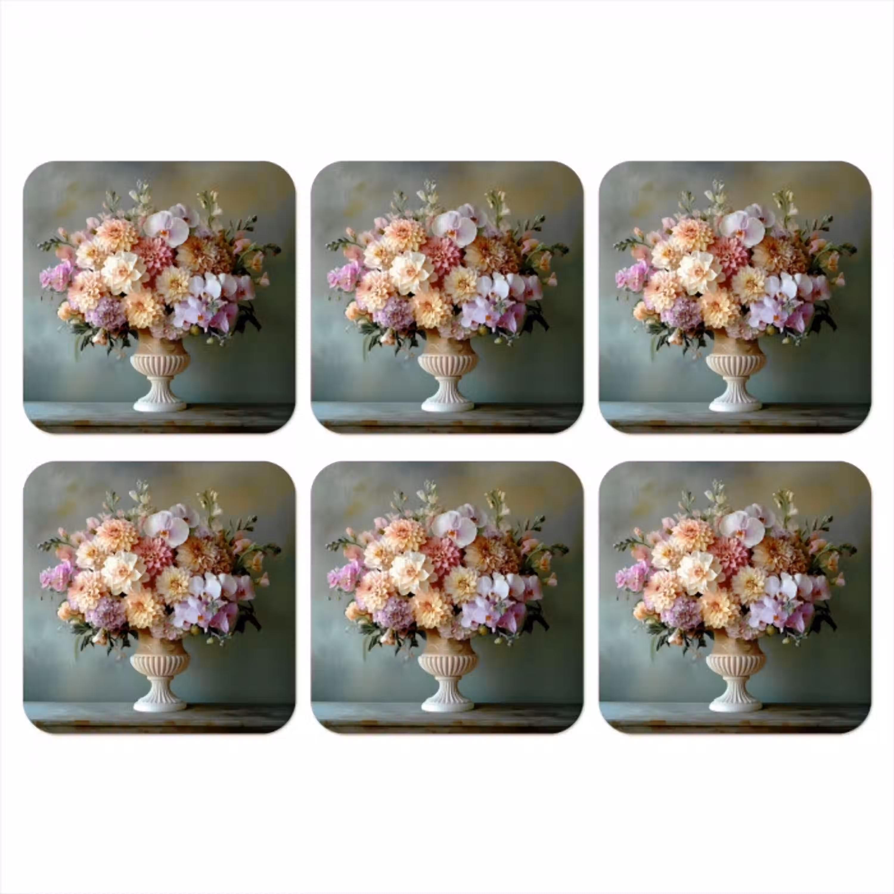 Orchidee - Boeket - Vaas - Bloemen onderzetter kurk middel -3d