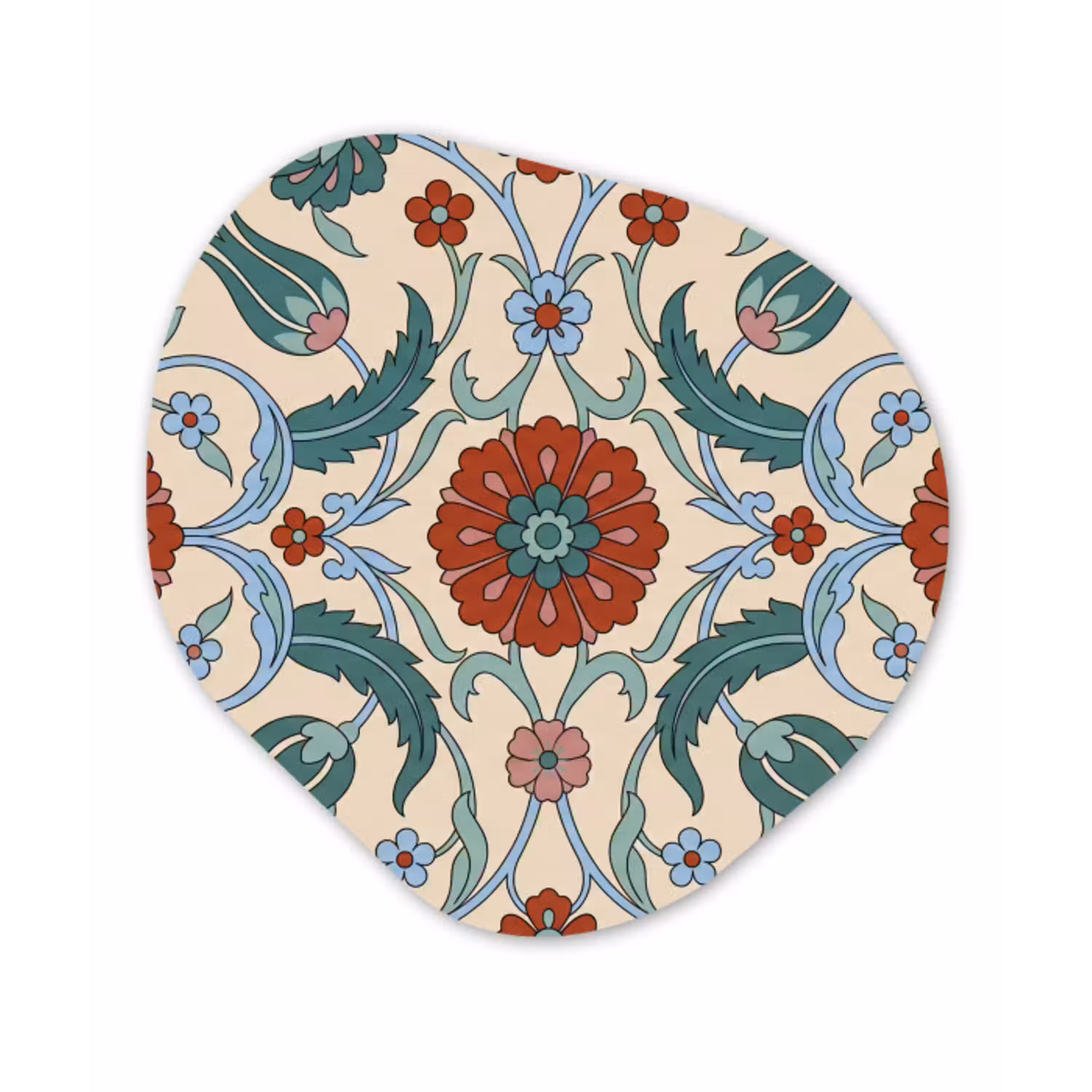 Bloemen - Patroon - Klassiek - Decoratie - Kleurrijk Wandcirkel Organisch Aluminium middel -3d