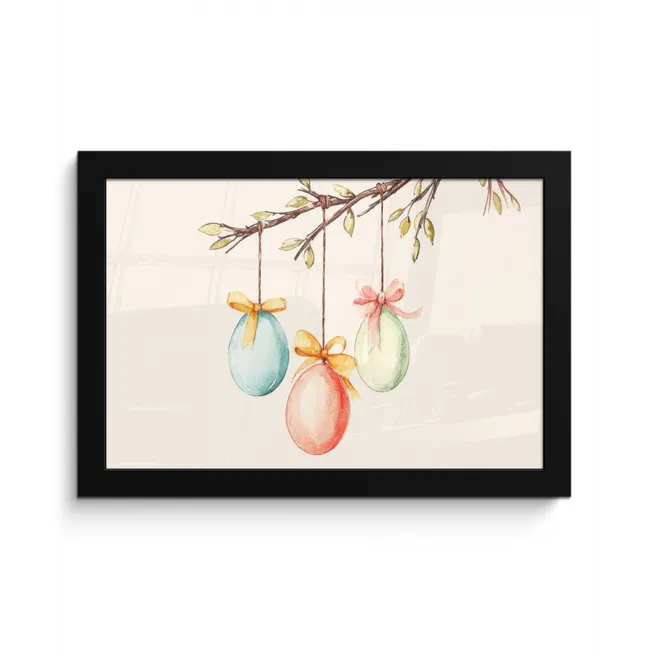 Paastak - Strikje - Eieren fotolijst zwart zonder passe partout klein -3d