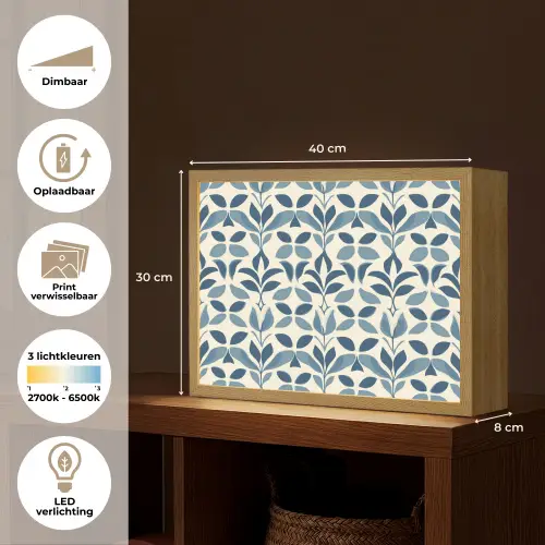 Flora - Modern - Blauw Light Box met batterij (Wandlamp) middel 907 -USP_websiteoverzichtNL
